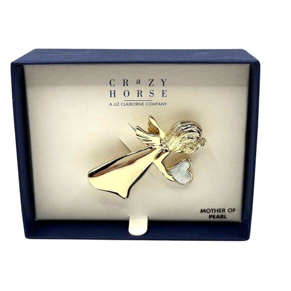 Liz Claiborne Jewelry - NWT Crazy Horse Liz Claiborne Co. Angel Mother of Pearl Pin Brooch